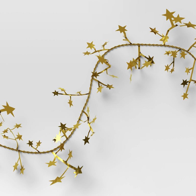 slide 3 of 3, 22' Wire Star Christmas Garland Metallic Champagne - Wondershop™, 1 ct