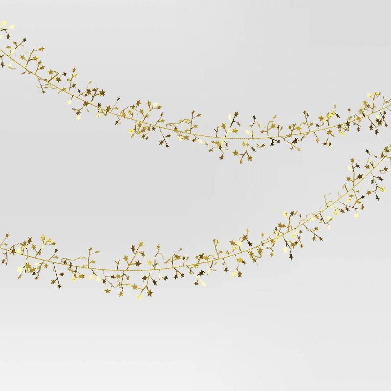 slide 1 of 3, 22' Wire Star Christmas Garland Metallic Champagne - Wondershop™, 1 ct