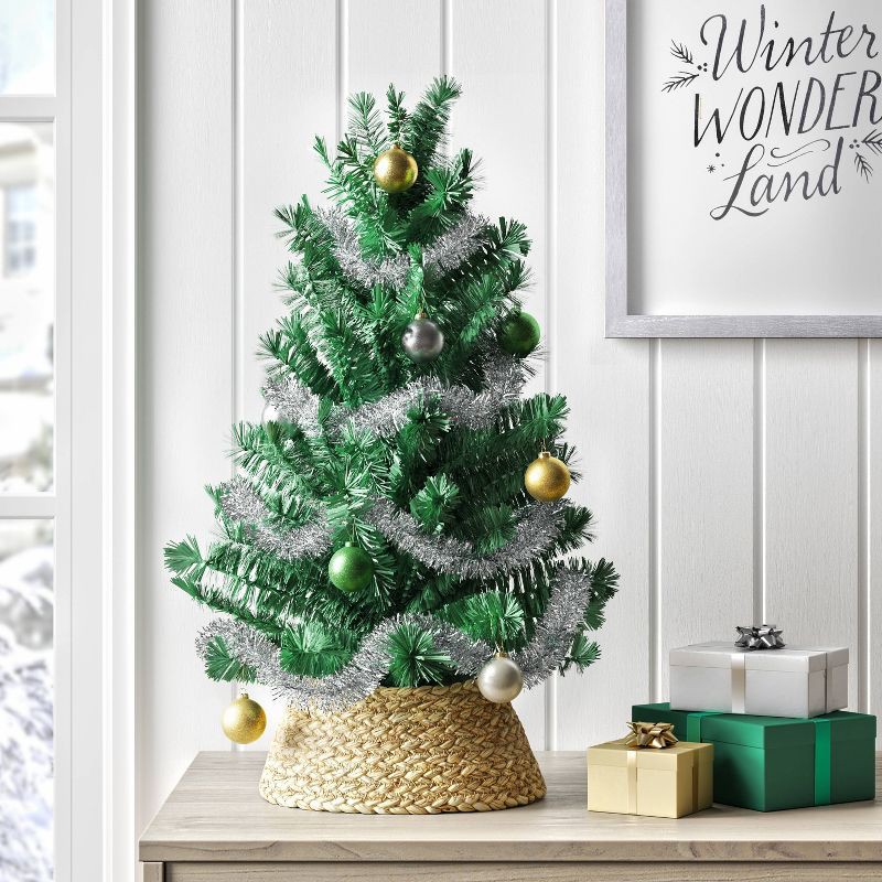 slide 2 of 3, 15' Mini Tinsel Christmas Garland Silver - Wondershop™, 1 ct