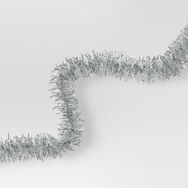 slide 3 of 3, 15' Mini Tinsel Christmas Garland Silver - Wondershop™, 1 ct