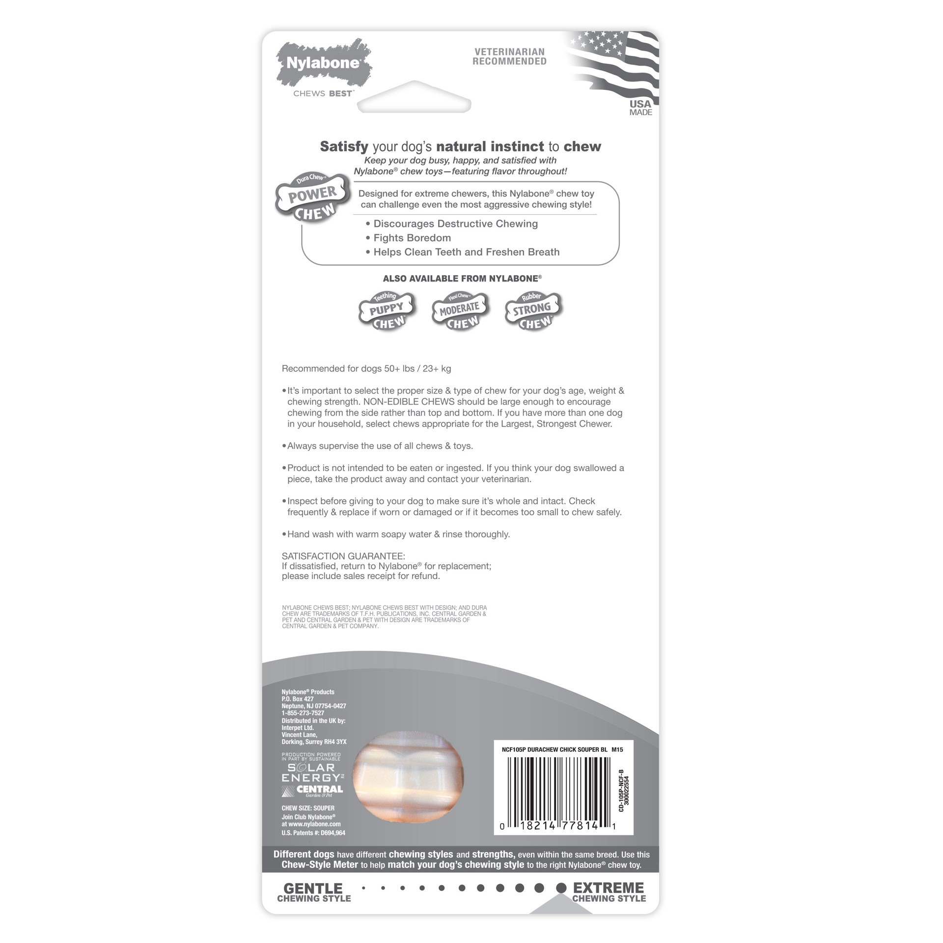 slide 5 of 10, Nylabone Power Chew Dog Toy Chicken X-Large/Souper - 50+ lbs.(1 Count), 1 ct