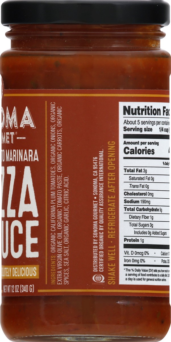 slide 9 of 9, Sonoma Gourmet Organic Pizza Sauce 12 oz, 12 oz