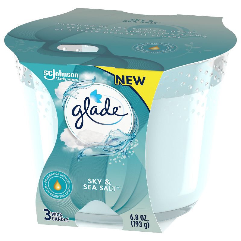 slide 10 of 15, Glade 3 Wick Candle - Sky & Sea Salt - 6.8oz, 6.8 oz