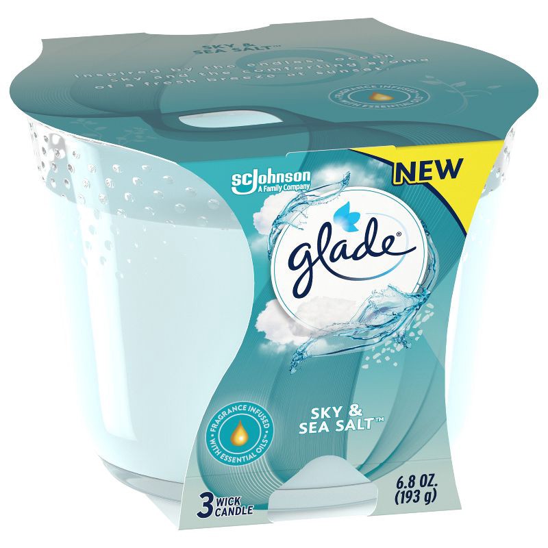 slide 15 of 15, Glade 3 Wick Candle - Sky & Sea Salt - 6.8oz, 6.8 oz