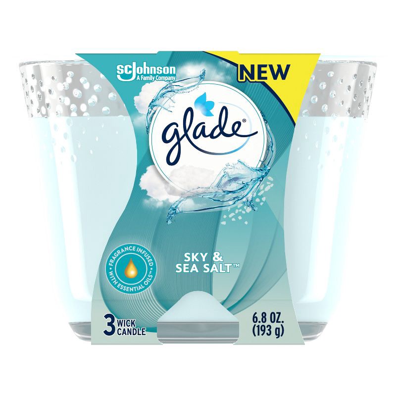 slide 7 of 15, Glade 3 Wick Candle - Sky & Sea Salt - 6.8oz, 6.8 oz