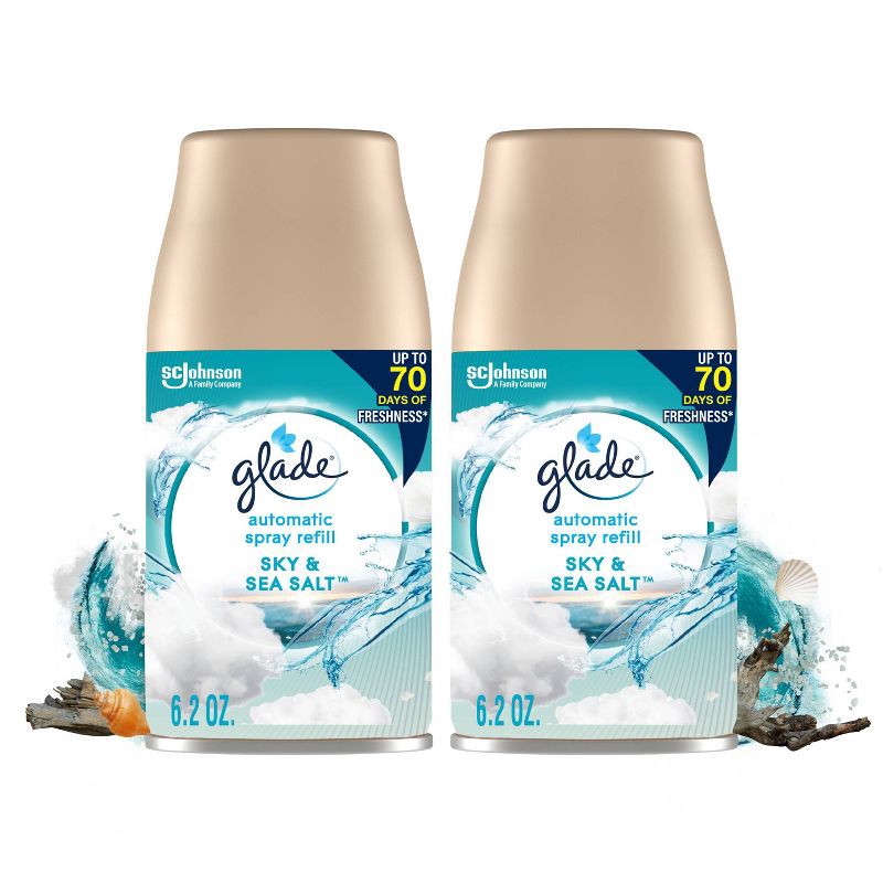 slide 1 of 14, Glade Automatic Air Freshener Room Spray Scent Refills - Sky & Sea Salt - 6.2 oz/2ct, 2 ct; 6.2 oz