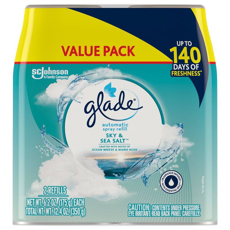 slide 4 of 14, Glade Automatic Air Freshener Room Spray Scent Refills - Sky & Sea Salt - 6.2 oz/2ct, 2 ct; 6.2 oz