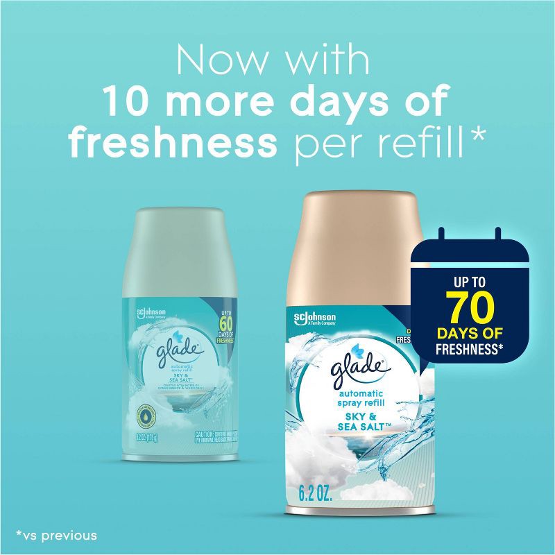 slide 7 of 14, Glade Automatic Air Freshener Room Spray Scent Refills - Sky & Sea Salt - 6.2 oz/2ct, 2 ct; 6.2 oz