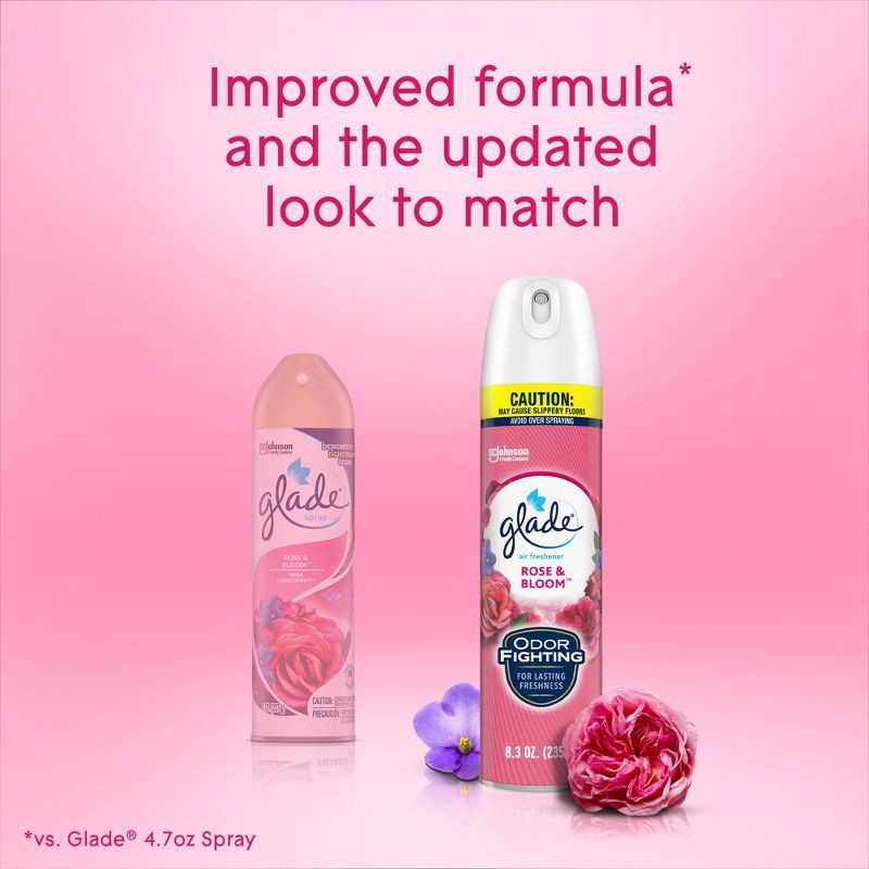 slide 11 of 13, Glade Aerosol Room Spray Air Freshener - Rose & Bloom - 8.3oz, 8.3 oz