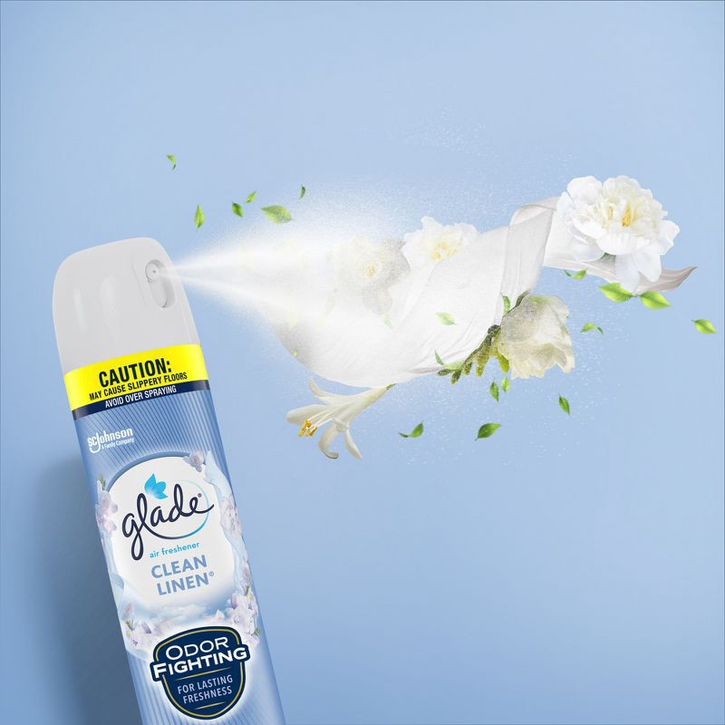 slide 8 of 13, Glade Aerosol Room Spray Air Freshener - Clean Linen - 16.6oz/2pk, 16.6 oz, 2 ct