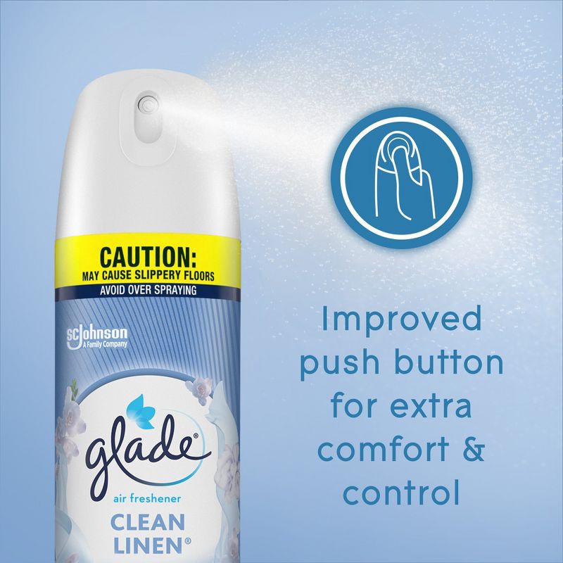 slide 12 of 13, Glade Aerosol Room Spray Air Freshener - Clean Linen - 16.6oz/2pk, 16.6 oz, 2 ct