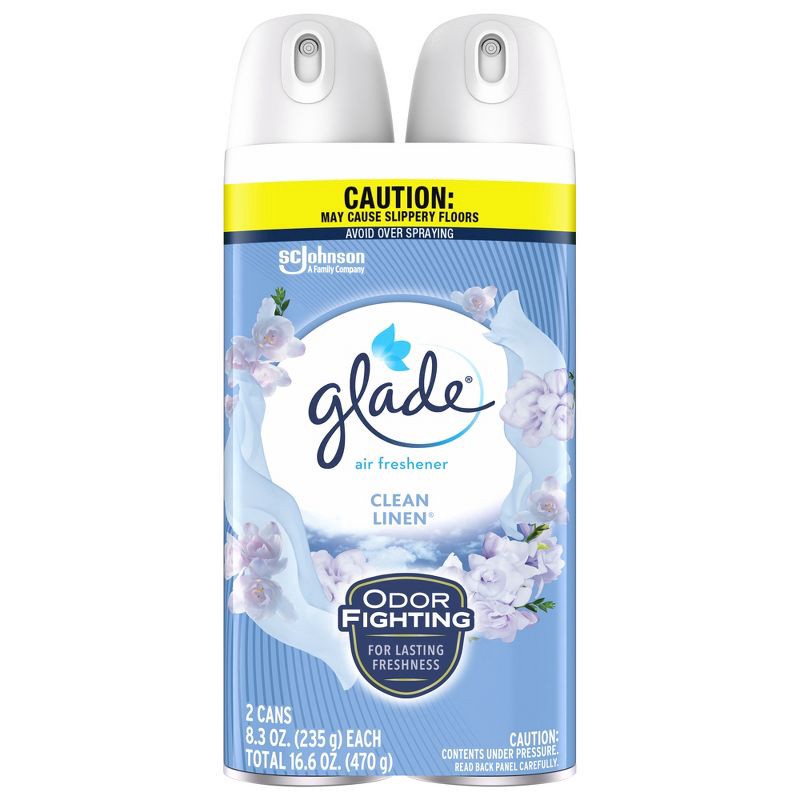 slide 3 of 13, Glade Aerosol Room Spray Air Freshener - Clean Linen - 16.6oz/2pk, 16.6 oz, 2 ct