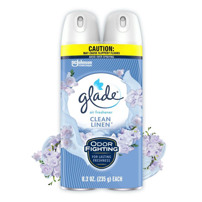 slide 1 of 13, Glade Aerosol Room Spray Air Freshener - Clean Linen - 16.6oz/2pk, 16.6 oz, 2 ct