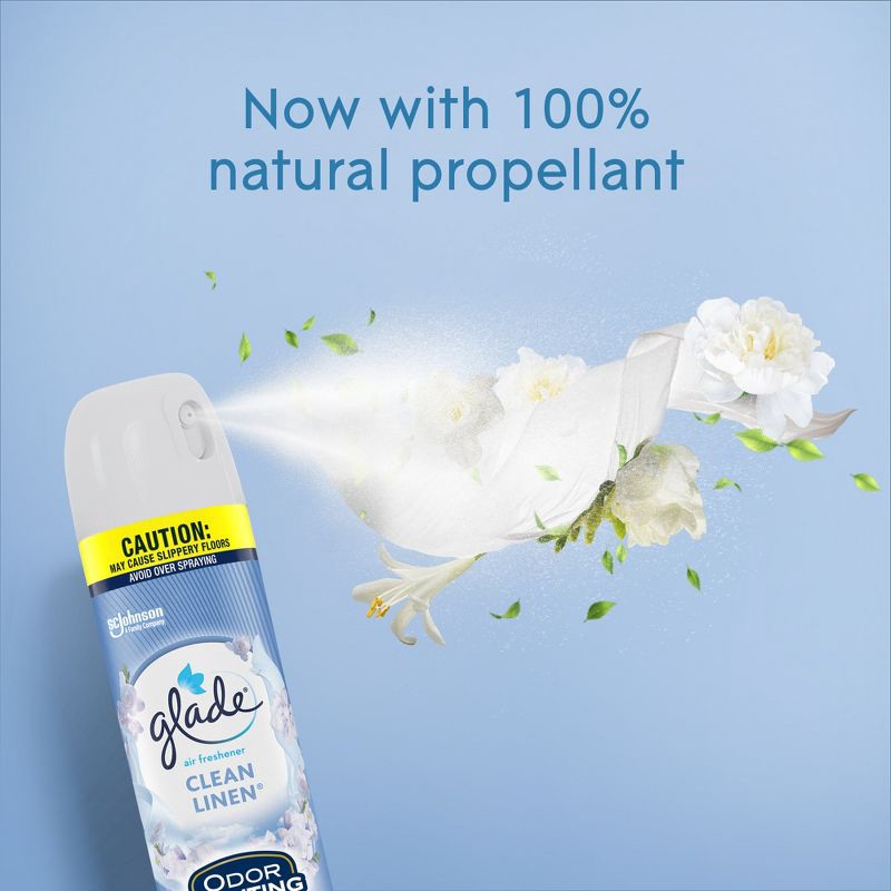 slide 9 of 13, Glade Aerosol Room Spray Air Freshener - Clean Linen - 16.6oz/2pk, 16.6 oz, 2 ct
