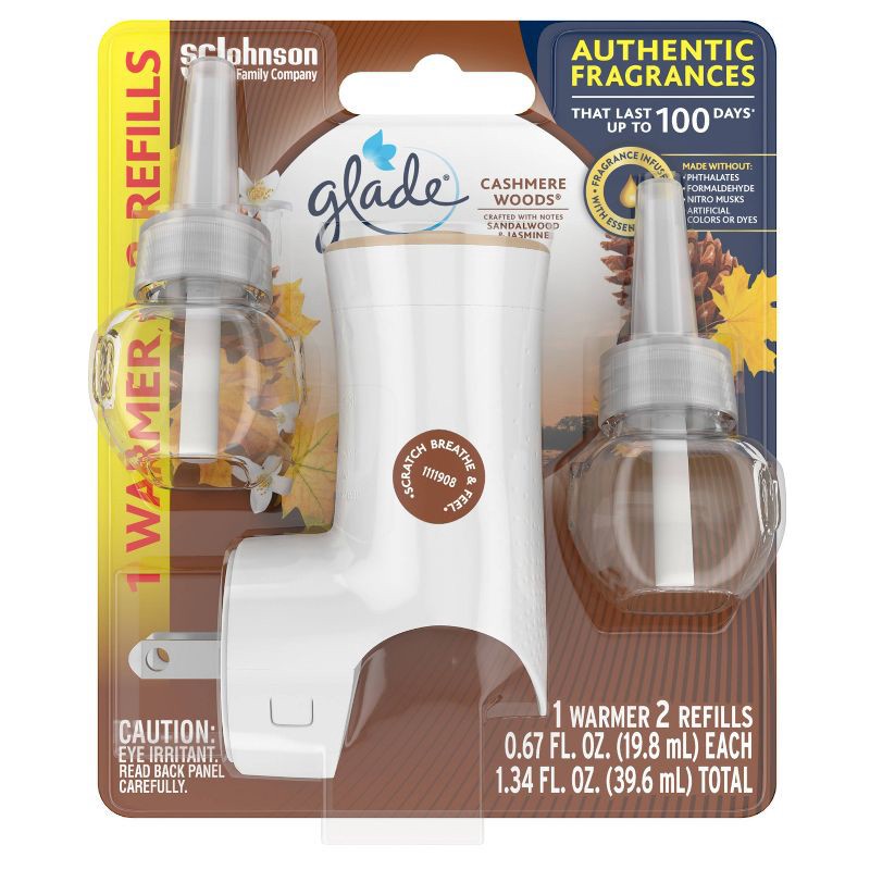 slide 5 of 7, Glade Piso Cashmere Woods Refills + Warmer Air Freshener - 1.34 fl oz, 1.34 fl oz