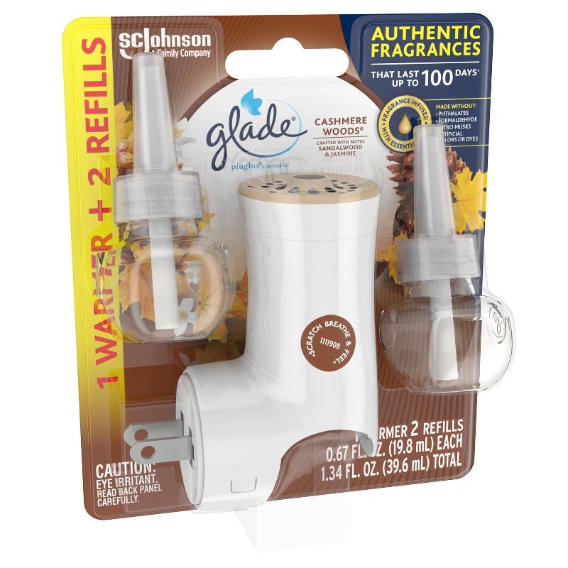 slide 6 of 7, Glade Piso Cashmere Woods Refills + Warmer Air Freshener - 1.34 fl oz, 1.34 fl oz