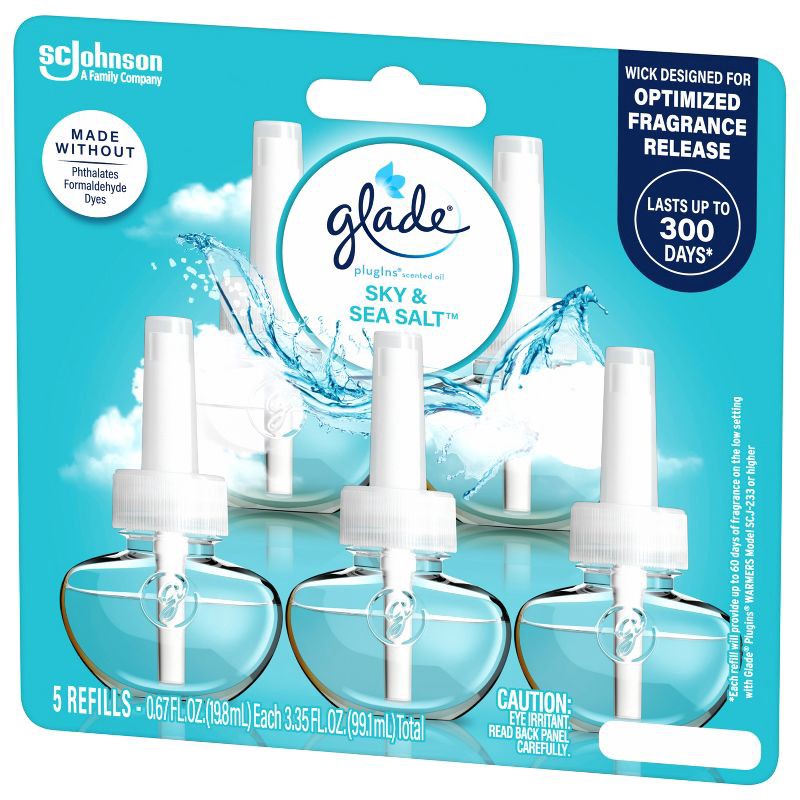 slide 14 of 15, Glade Air Freshener Plug Ins Scented Oil Diffuser Refills - Sky & Sea Salt - 3.35 fl oz/5pk, 5 ct; 3.35 fl oz