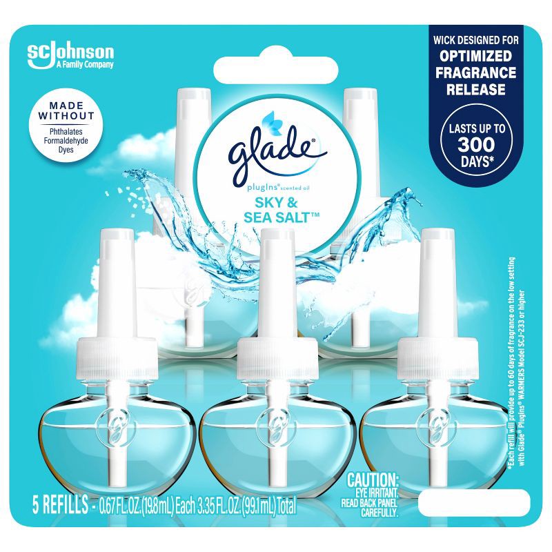 slide 4 of 15, Glade Air Freshener Plug Ins Scented Oil Diffuser Refills - Sky & Sea Salt - 3.35 fl oz/5pk, 5 ct; 3.35 fl oz