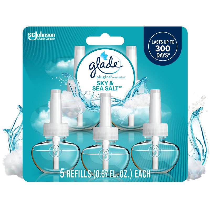 slide 1 of 15, Glade Air Freshener Plug Ins Scented Oil Diffuser Refills - Sky & Sea Salt - 3.35 fl oz/5pk, 5 ct; 3.35 fl oz