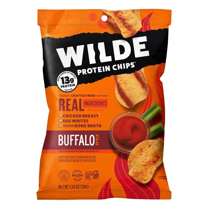 slide 3 of 8, WILDE 13g Protein Chips - Buffalo - 4ct, 13 gram, 4 ct