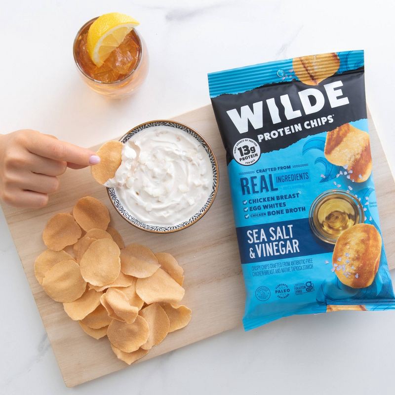 slide 2 of 7, WILDE 13g Protein Chips - Sea Salt & Vinegar - 4ct, 13 gram, 4 ct