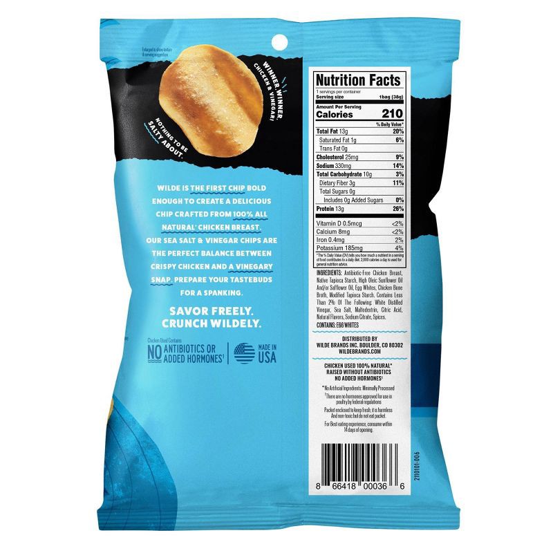slide 4 of 7, WILDE 13g Protein Chips - Sea Salt & Vinegar - 4ct, 13 gram, 4 ct