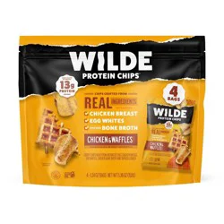 WILDE 13g Protein Chips - Chicken & Waffles - 4ct: Ready to Eat, 5.36oz, Chip Variety Packs