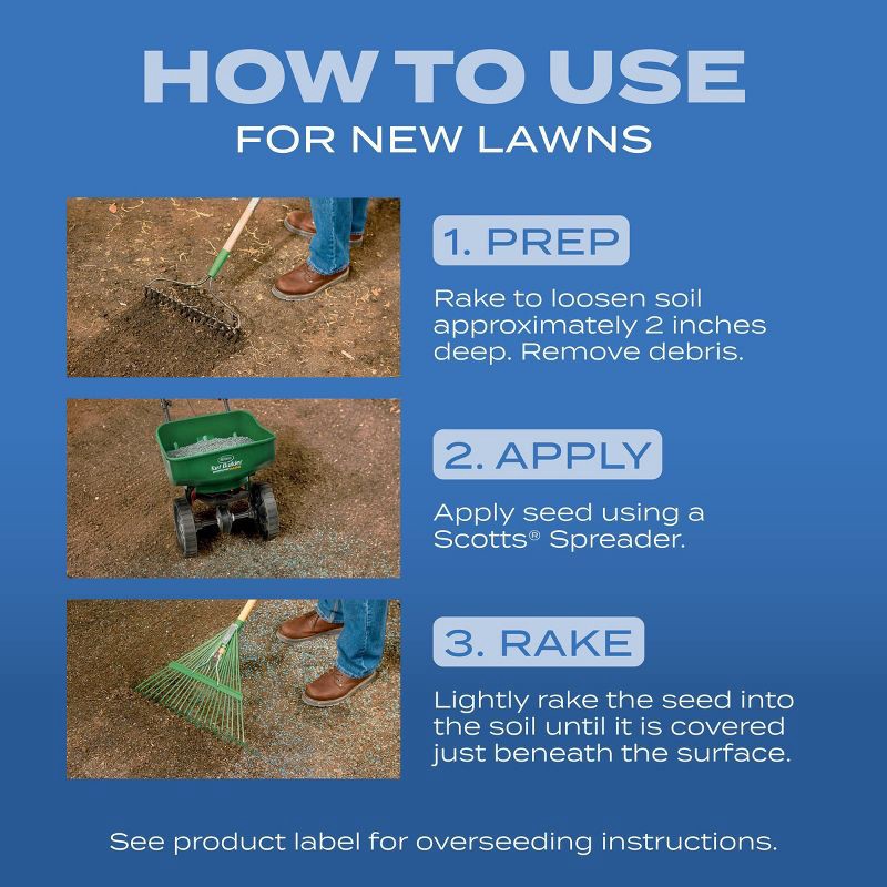 slide 9 of 9, Scotts Turf Builder 2.4lbs Grass Seed Sun and Shade Mix: Lawn Overseeding, Soil Improvement, Quick Germination, 2.4 lb