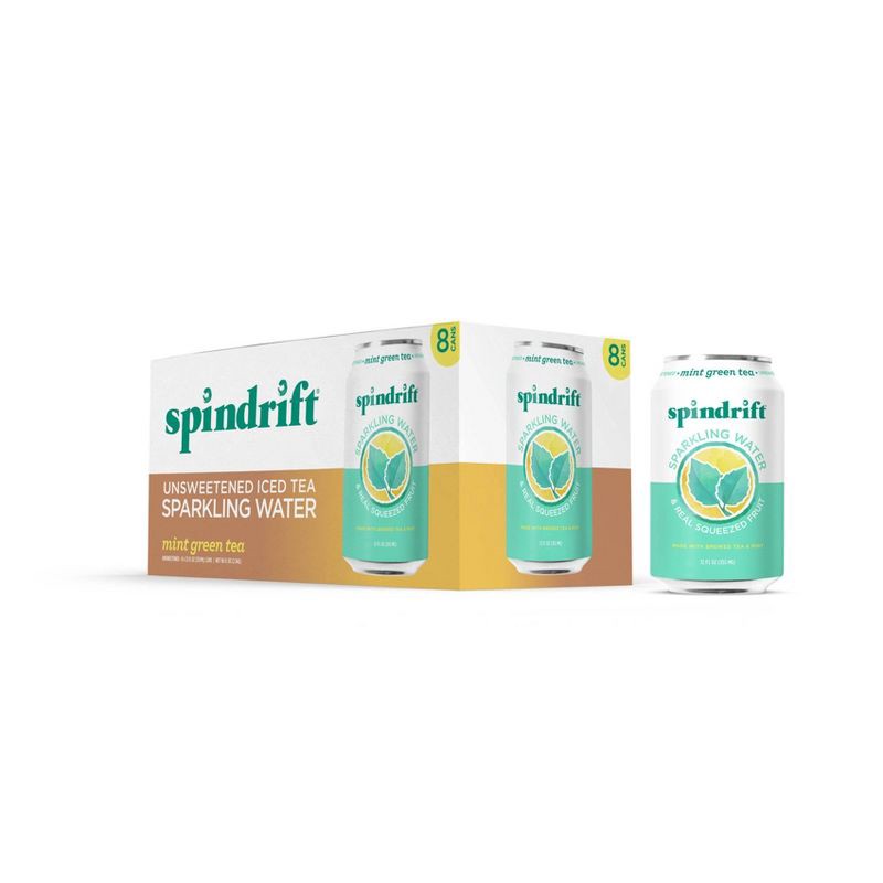 slide 1 of 2, Spindrift Mint Green Tea Sparkling Water - 8pk/12 fl oz Cans, 8 ct; 12 fl oz