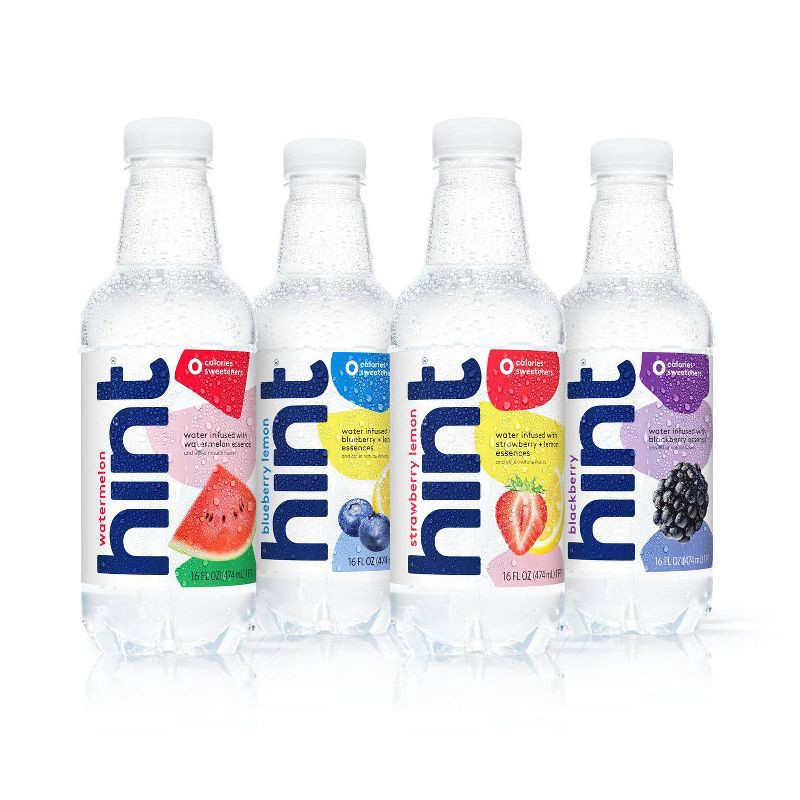 slide 2 of 5, hint White Variety Pack Flavored Water (Watermelon, Blackberry, Blueberry Lemon, Strawberry Lemon) - 12pk/16 fl oz Bottles, 12 ct; 16 fl oz