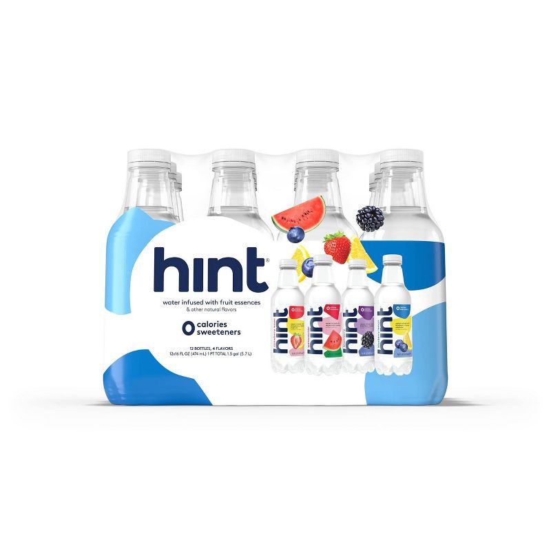 slide 1 of 5, hint White Variety Pack Flavored Water (Watermelon, Blackberry, Blueberry Lemon, Strawberry Lemon) - 12pk/16 fl oz Bottles, 12 ct; 16 fl oz