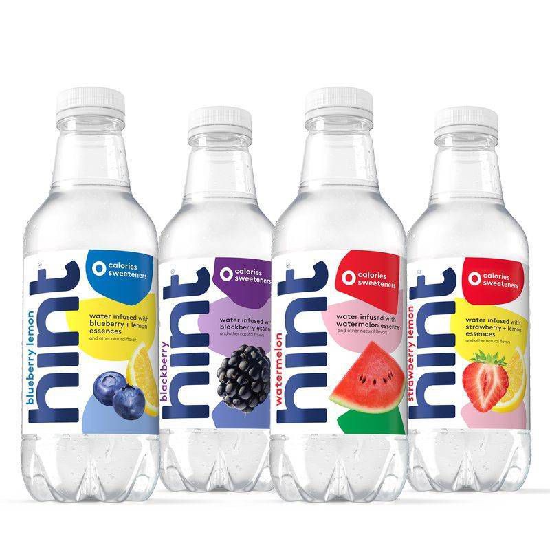 slide 7 of 7, hint White Variety Pack Flavored Water (Watermelon, Blackberry, Blueberry Lemon, Strawberry Lemon) - 12pk/16 fl oz Bottles, 12 ct; 16 fl oz