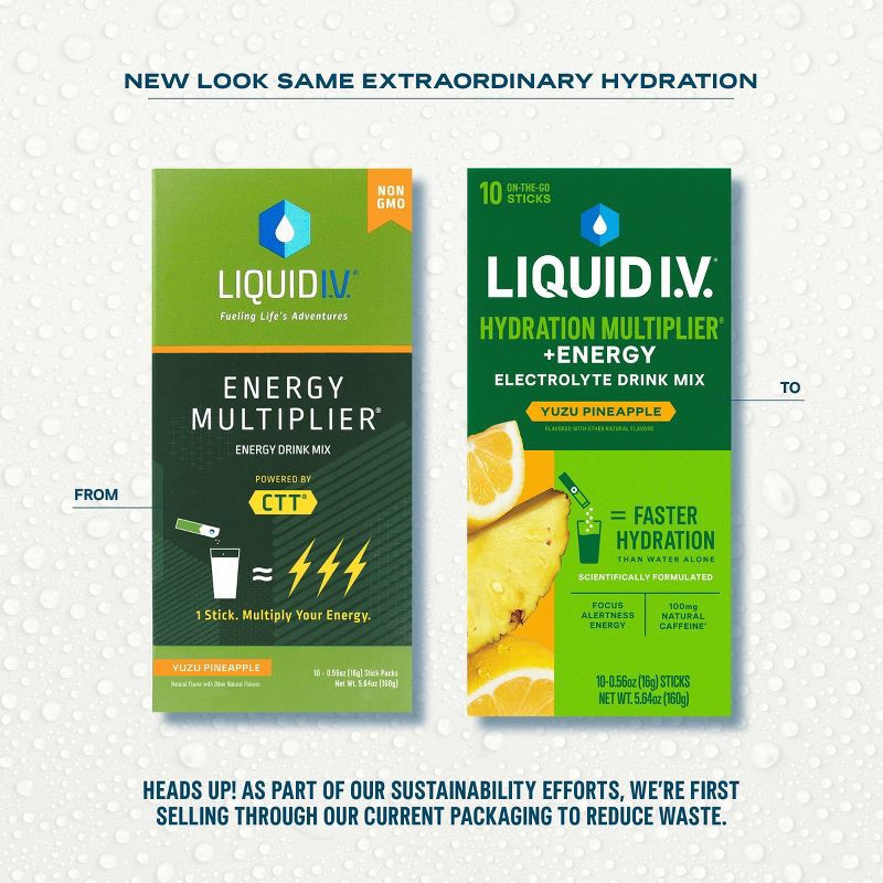 slide 3 of 11, Liquid I.V. Energy Multiplier Vegan Powdered Dietary Supplement - Yuzu Pineapple - 5.64oz/10ct, 5.64 oz, 10 ct