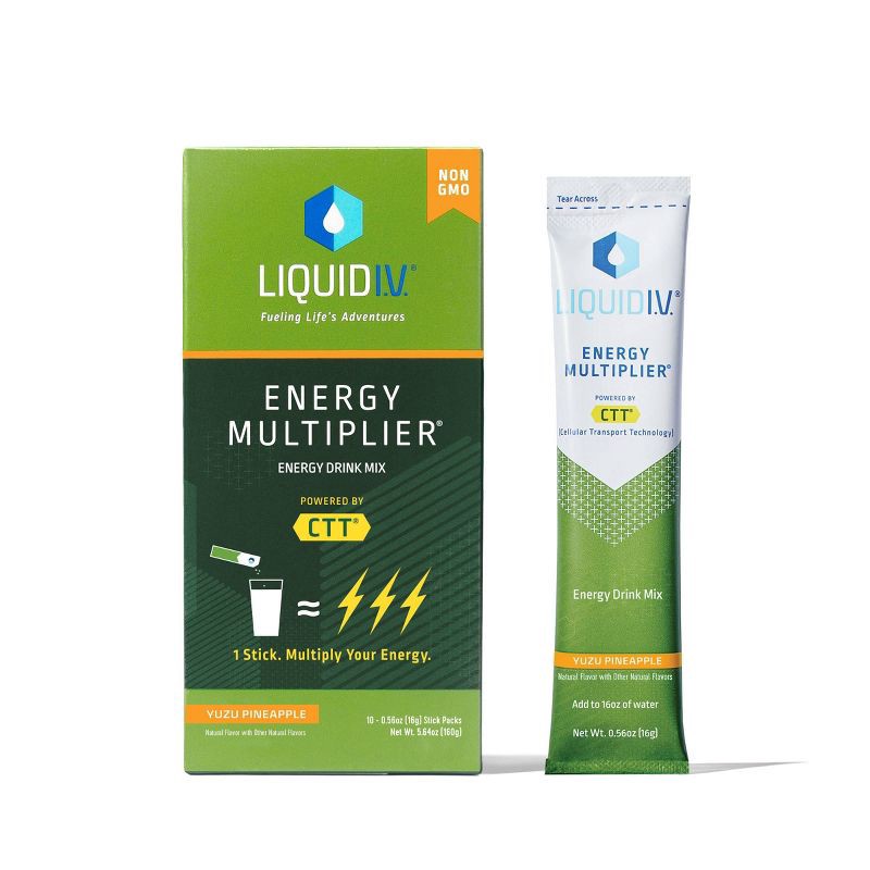 slide 1 of 11, Liquid I.V. Energy Multiplier Vegan Powdered Dietary Supplement - Yuzu Pineapple - 5.64oz/10ct, 5.64 oz, 10 ct