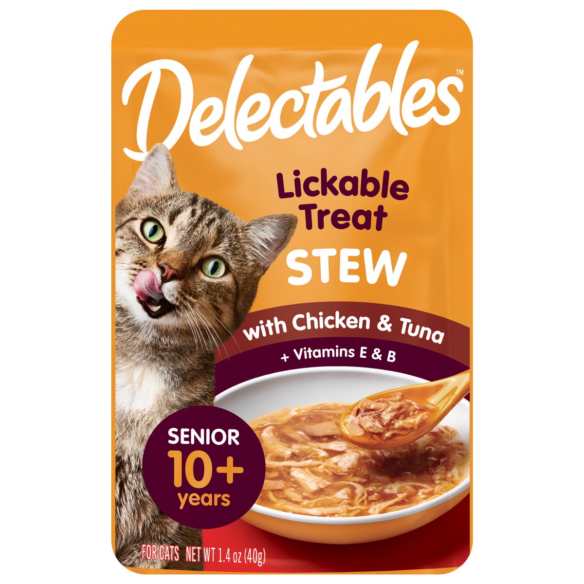 slide 1 of 3, Delectables Stew Senior Chicken & Tuna Cat Treats, 1.4 oz