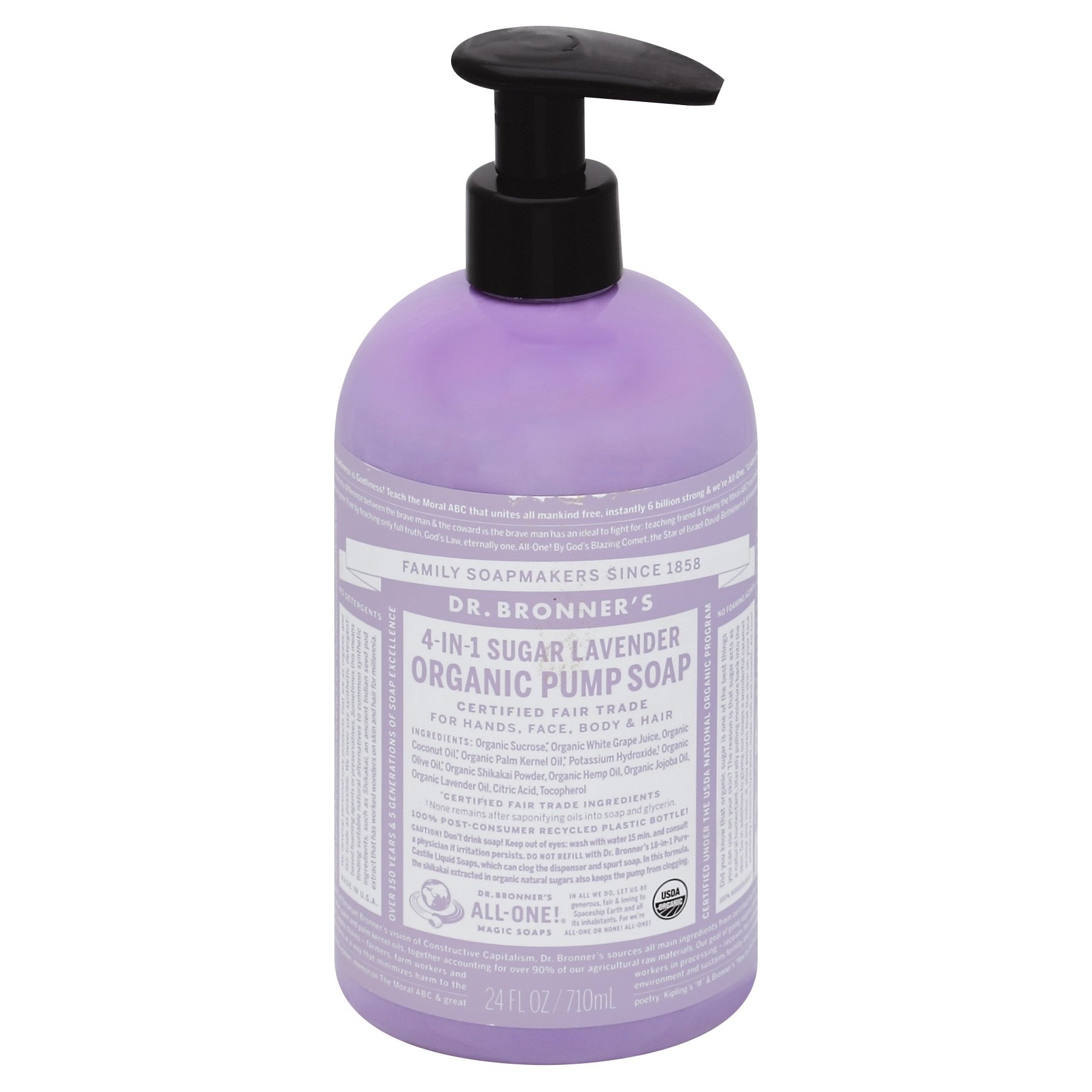 slide 1 of 1, Dr. Bronner's Organic 4-In-1 Sugar Soap Lavender, 24 fl oz