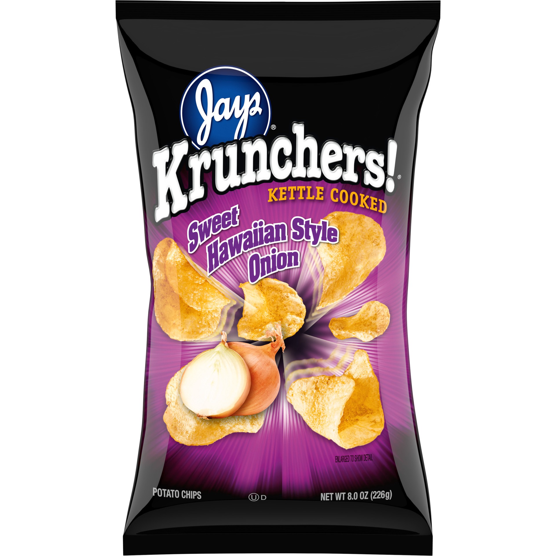 slide 1 of 5, Kruncher's! Kettle Cooked Potato Chips, Sweet Hawaiian Style Onion Chips, 8 Oz Bag, 8 oz