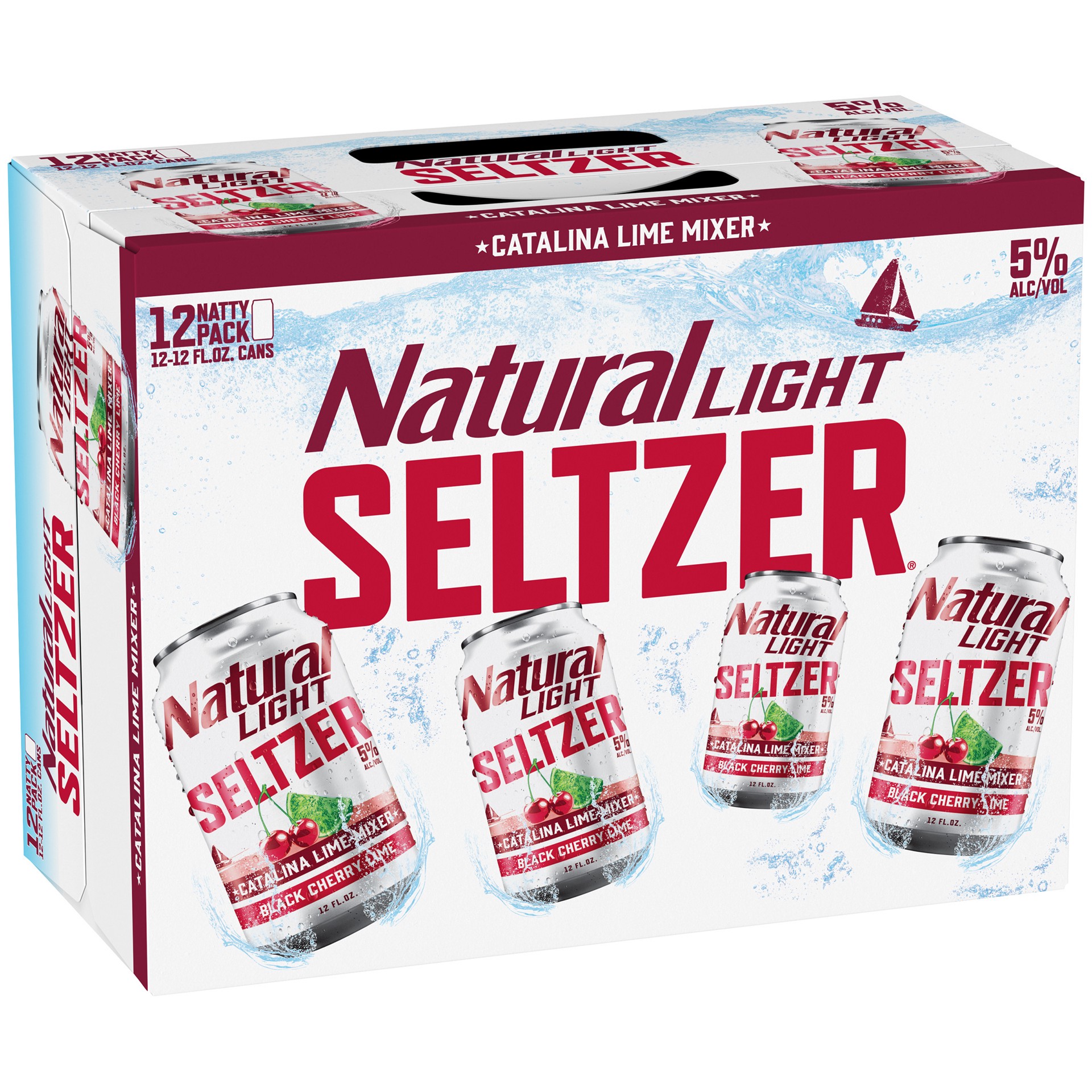 slide 1 of 9, Natural Light Seltzer Catalina Lime Mixer, 12 ct; 12 oz