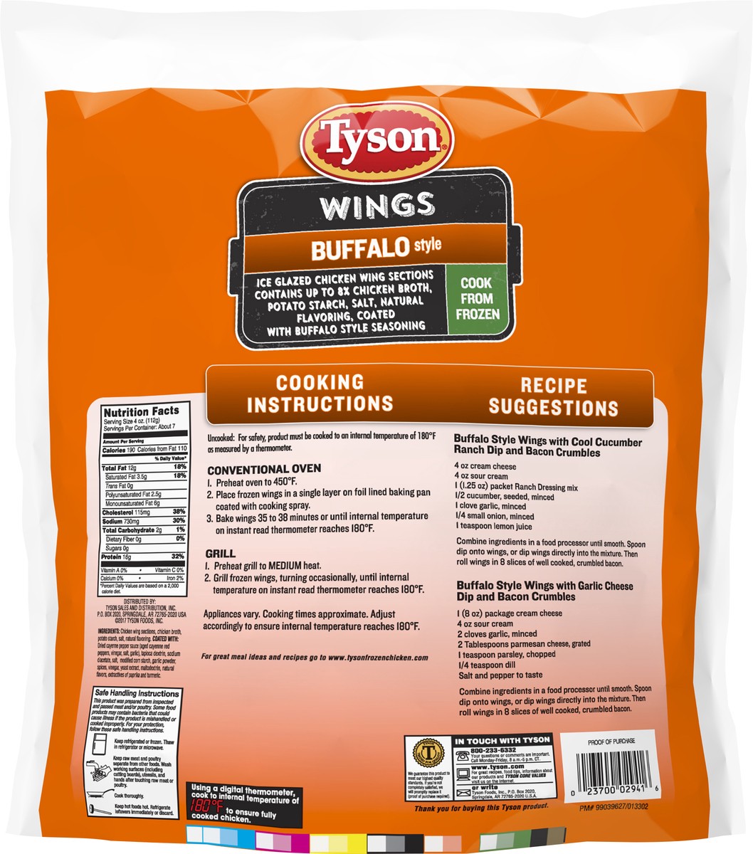 slide 2 of 3, Tyson Buffalo Frozen Chicken Wings, 40 oz Bag, 1.13 kg