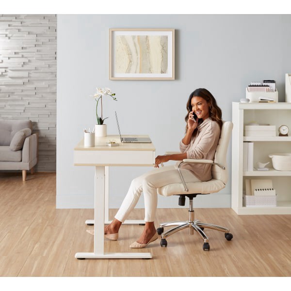 slide 2 of 10, Realspace Smart Electric 48"W Height-Adjustable Desk, White/Natural, 1 ct