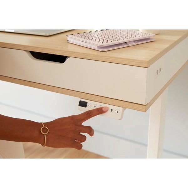slide 9 of 10, Realspace Smart Electric 48"W Height-Adjustable Desk, White/Natural, 1 ct