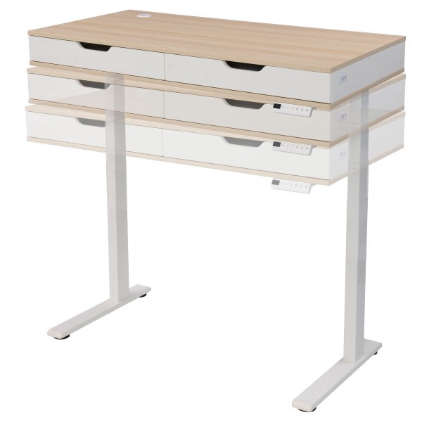 slide 4 of 10, Realspace Smart Electric 48"W Height-Adjustable Desk, White/Natural, 1 ct