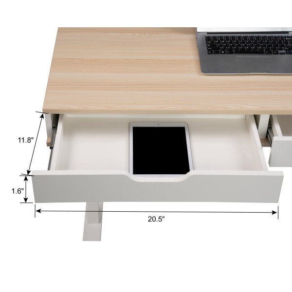 slide 3 of 10, Realspace Smart Electric 48"W Height-Adjustable Desk, White/Natural, 1 ct