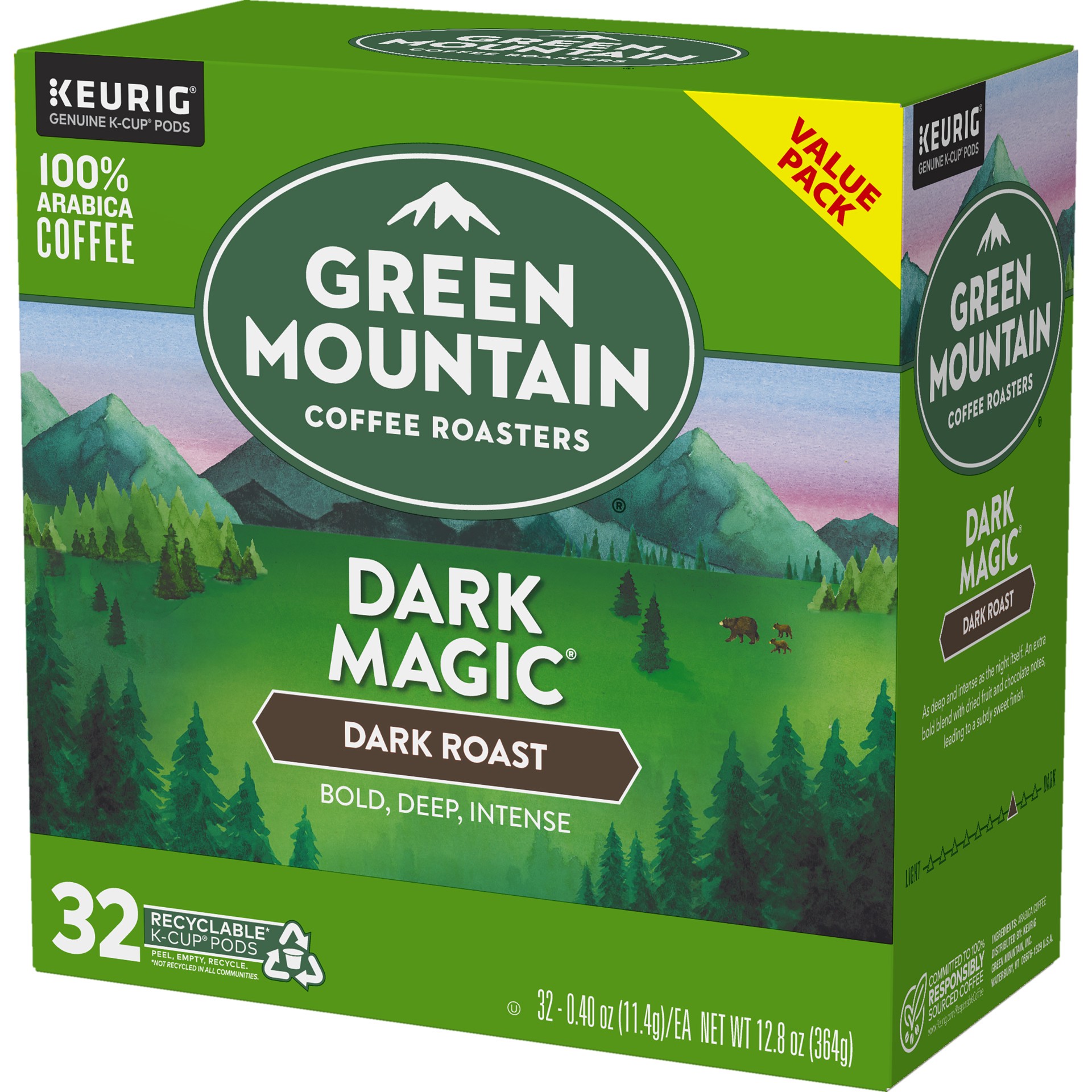 slide 5 of 5, Green Mountain Coffee Roasters Dark Roast Single Serve Cups Dark Magic Coffee Value Pack 32 - 0.40 oz Pods, 32 ct