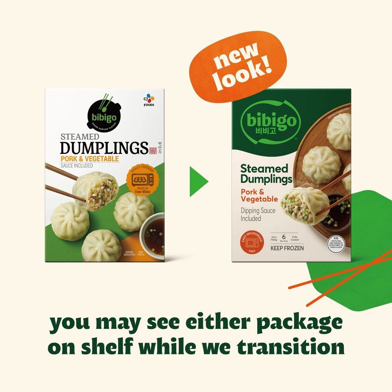 slide 3 of 12, Bibigo Frozen Steamed Dumplings Pork & Vegetable - 6.6oz, 6.6 oz