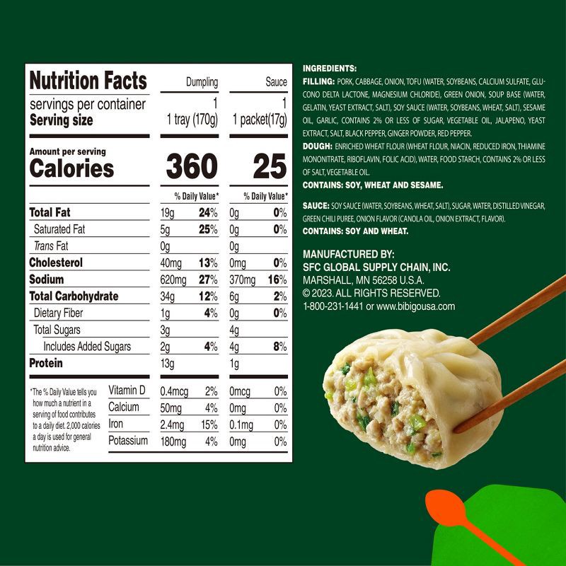 slide 8 of 12, Bibigo Frozen Steamed Dumplings Pork & Vegetable - 6.6oz, 6.6 oz