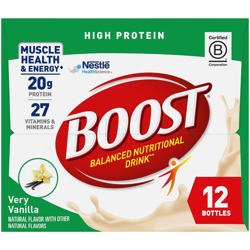 slide 4 of 5, Boost High Protein Nutritional Drink Very Vanilla Non-Caffeinated - 8 fl oz/12pk, 12 ct; 8 fl oz