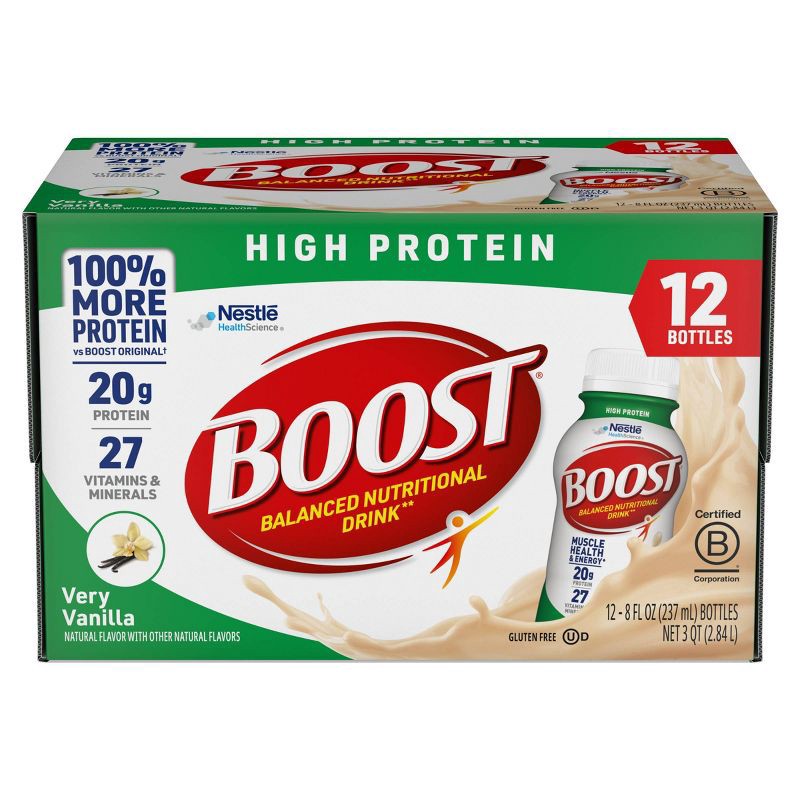 slide 7 of 8, Boost High Protein Nutritional Drink Very Vanilla Non-Caffeinated - 8 fl oz/12pk, 12 ct; 8 fl oz