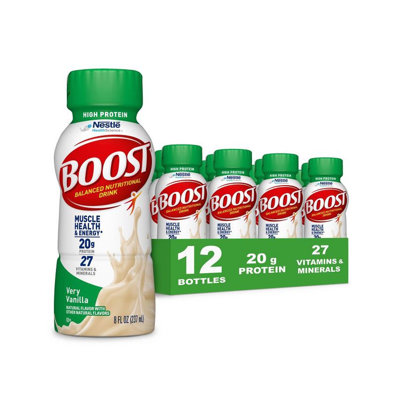 slide 1 of 8, Boost High Protein Nutritional Drink Very Vanilla Non-Caffeinated - 8 fl oz/12pk, 12 ct; 8 fl oz
