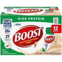 Boost High Protein Nutritional Drink Very Vanilla Non-Caffeinated - 8 fl oz/12pk